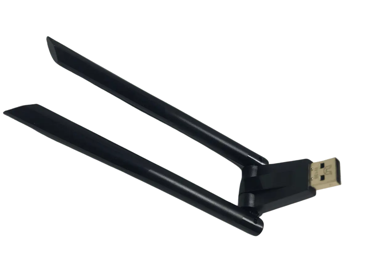 a black usb adapter with a gold usb plug