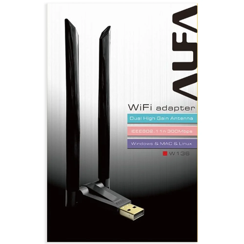 Alfa Wifi USB W136 3Dbi RTL8192 Dual Antenna Adapter 300MB