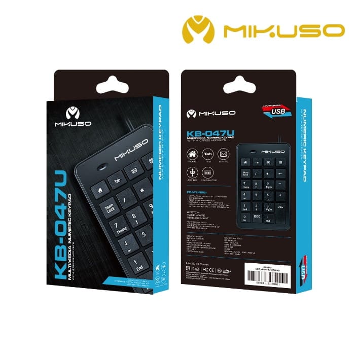 MIKUSO KB-047U 23 Keys Slim Wired USB Number Pad for Office