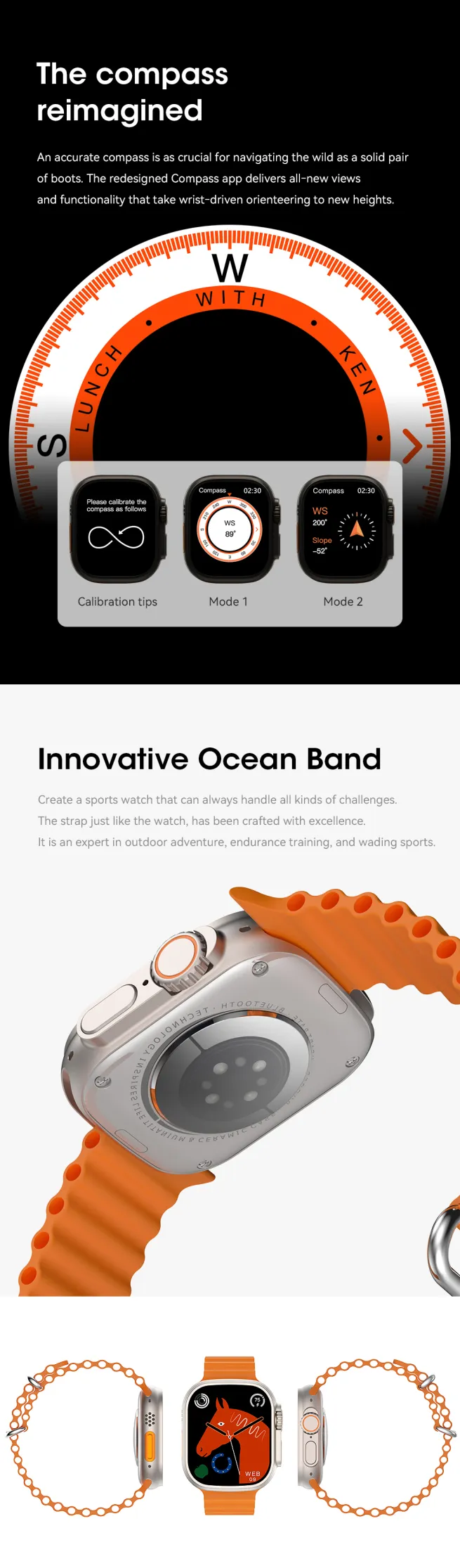 Ultra 8 Series Best Smart Watch IP68 Waterproof 49mm Watch With 2 Strap