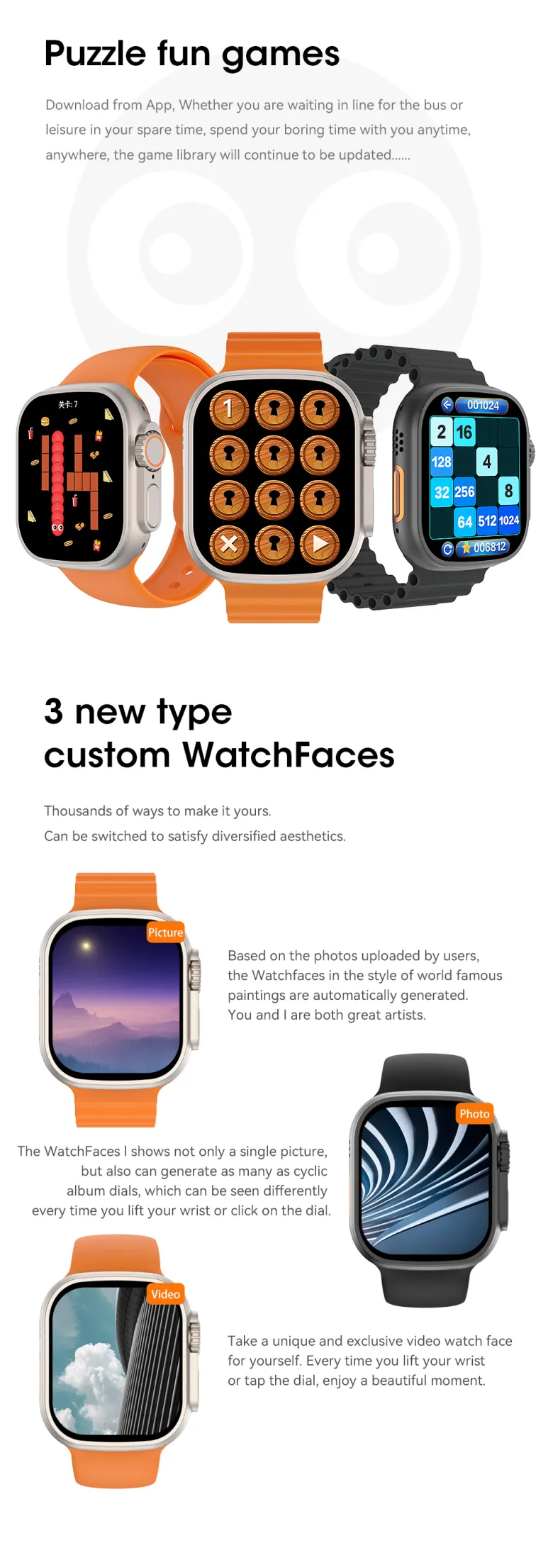 Ultra 8 Series Best Smart Watch IP68 Waterproof 49mm Watch With 2 Strap