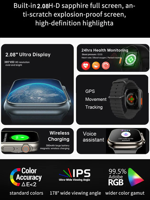 X8 Ultra Smartwatch 49MM With Bluetooth Calling ORANGE-Black