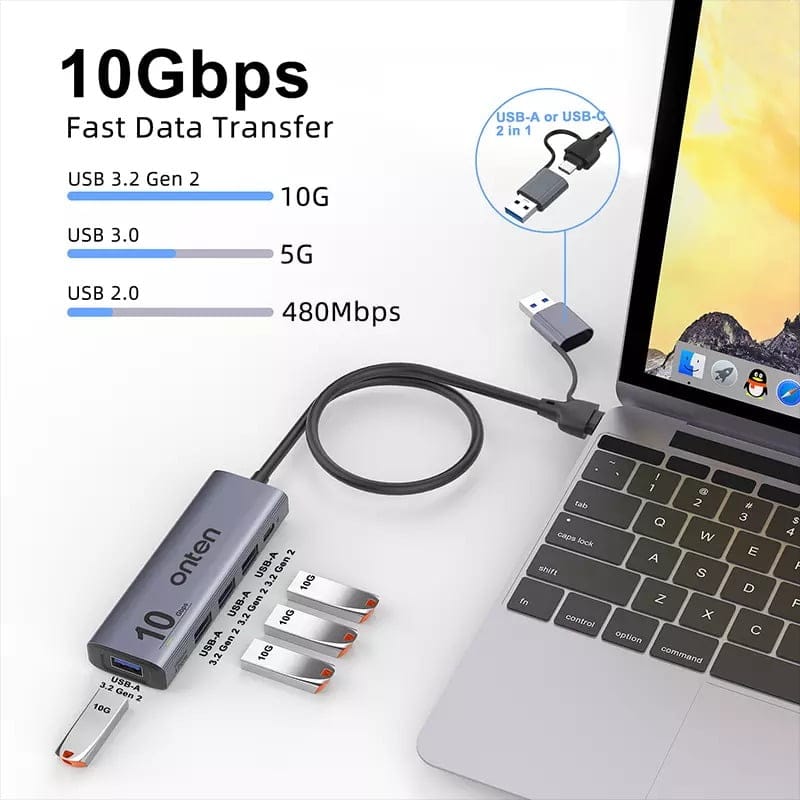Onten OTN-UCA611 10Gbps USB C Hub,USB C to USB C A Adapter
