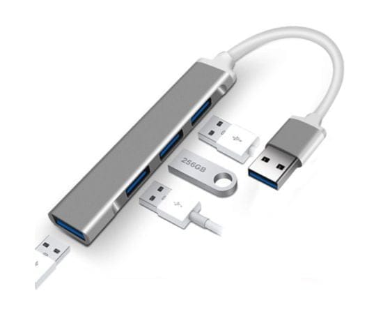Aluminium Shell Portable 4 Ports USB 3.0 Adapter