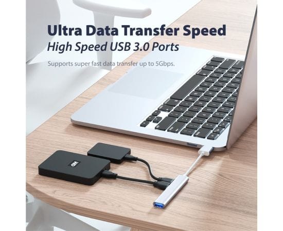 Aluminium Shell Portable 4 Ports USB 3.0 Adapter