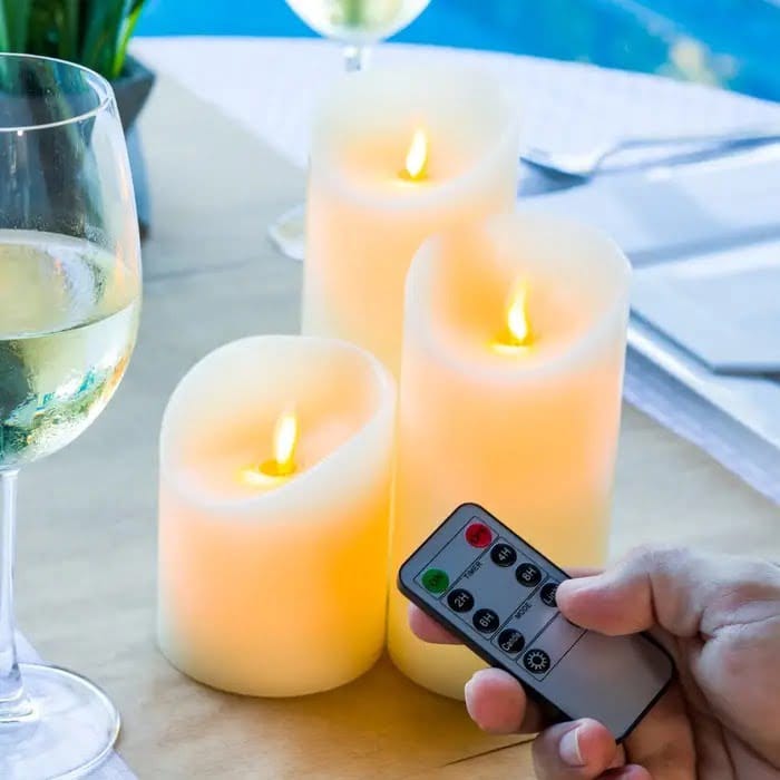 Fire Tek White Plastic Remote Control Candle