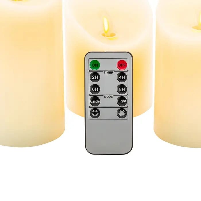 Fire Tek White Plastic Remote Control Candle
