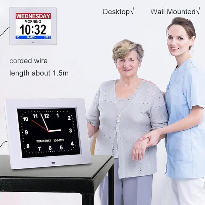 Gsituk 8 Inch 12 Alarm Digital Clock with Digital Frame Function, Digital