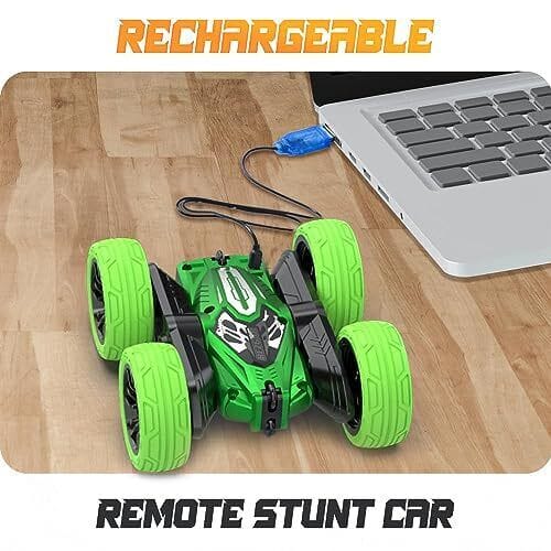 Age Range: Suitable for boys aged 4-7 years old, providing age-appropriate fun and development. 2.4GHz Frequency: This allows for smooth, interference-free control of the car, with a good range and the ability for multiple cars to be used simultaneously without interference. Double-Sided Design: The car can drive on both sides, offering more versatility in play. If it flips over, it can keep going without interruption. 360° Flips: The car is capable of performing impressive 360-degree flips, which makes it a thrilling toy for young adventurers. Durable Build: Built to withstand rough play and crashes, ensuring it lasts even in the hands of energetic children. Easy to Control: The controls are simple and intuitive, making it easy for younger kids to navigate. Color: The car comes in a bright blue color, appealing to children who enjoy vibrant, eye-catching designs.