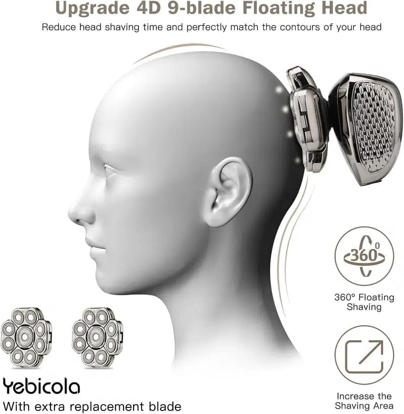 Yebicola 4D Head Shavers for Bald Men, Upgraded 9 Floating Heads