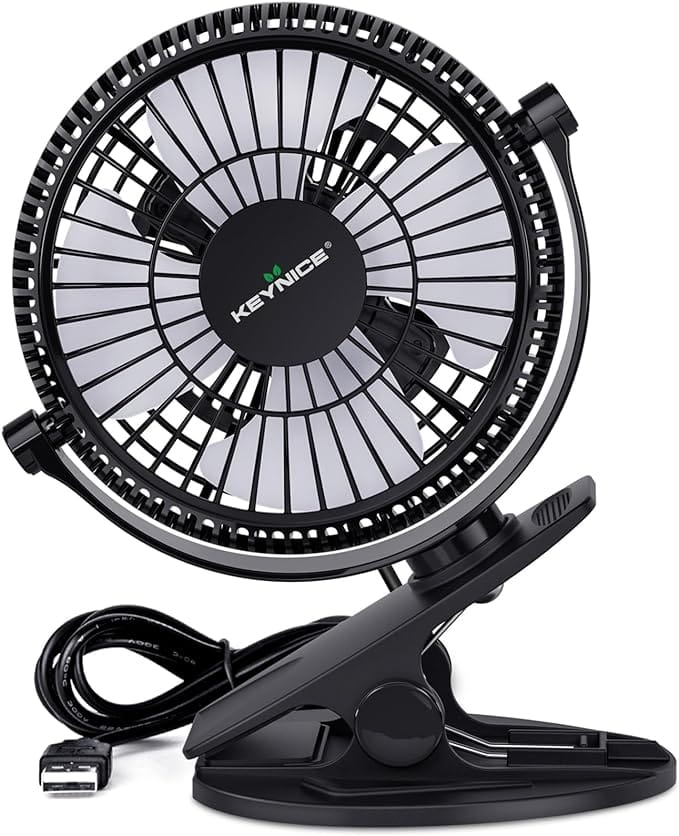 KEYNICE USB Desk Fan, 4 Inch Clip on Fan, 2 Speed USB Fan, 360° Rotation Small Corded Fan for Dorm