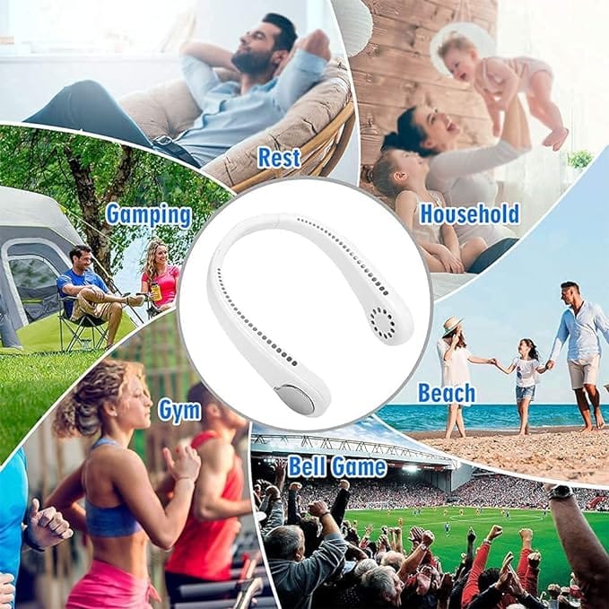 Portable leafless hanging neck fan, rechargeable USB neck fan