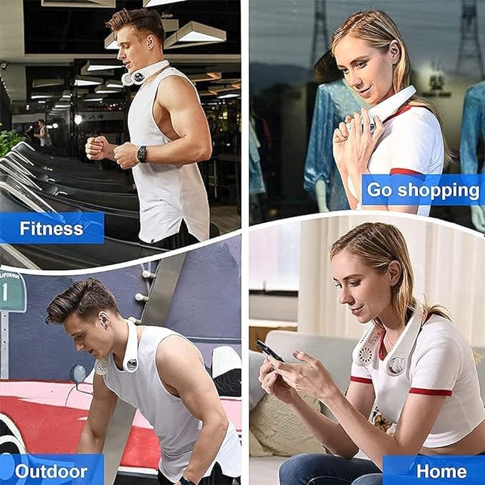 Portable leafless hanging neck fan, rechargeable USB neck fan