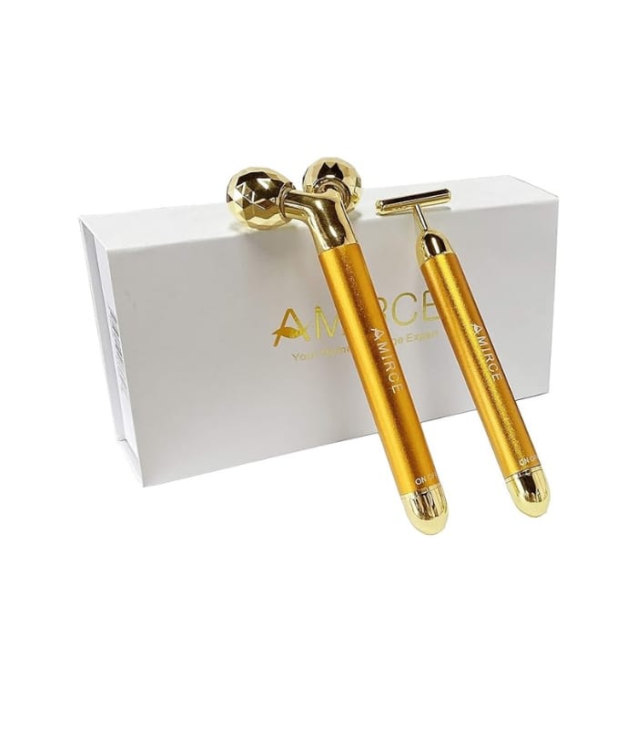 Amirce Face Massager Roller Golden 3D Roller Electric Facial Roller and T Shape Lahore Pakistan