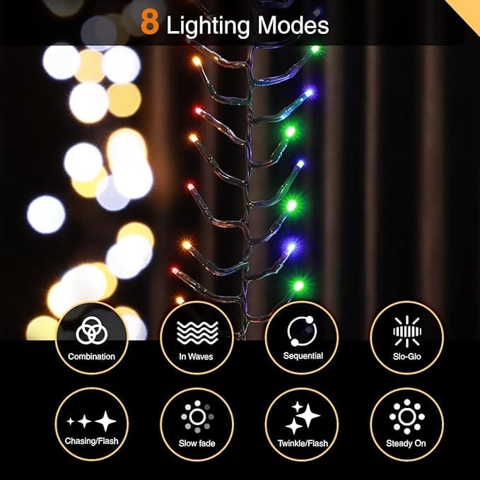 Ansio Fairy Lights Outdoor Indoor 6 m 480 LED Cluster Fairy Lights Christmas Tree Lights Power
