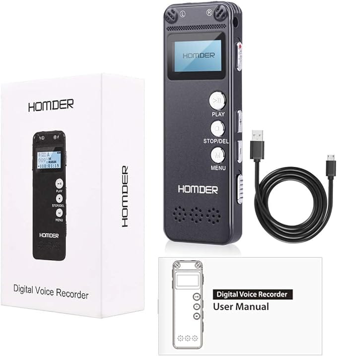 Digital Voice Recorder, Homder USB Professional Dictaphone Recorder with MP3 Player