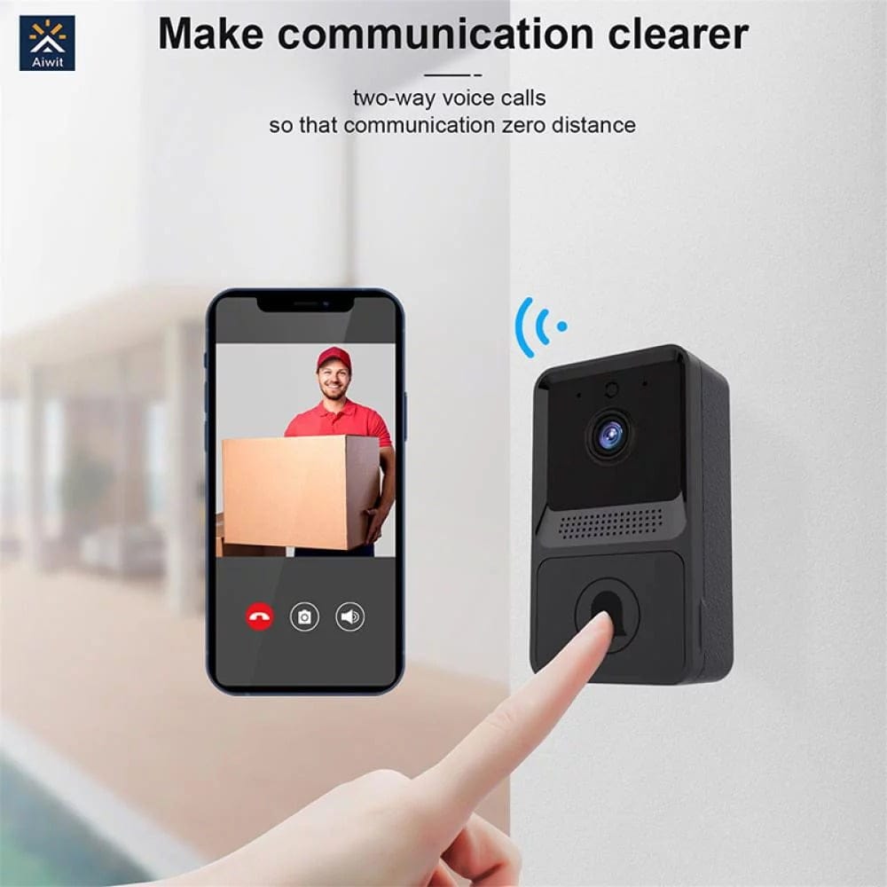 Mini Wireless Doorbell Camera WiFi Smart Home Security Camera with Chime, Black