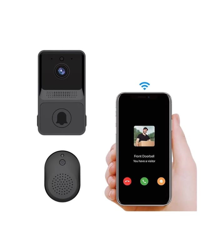 Mini Wireless Doorbell Camera WiFi Smart Home Security Camera with Chime, Black Lahore Pakistan