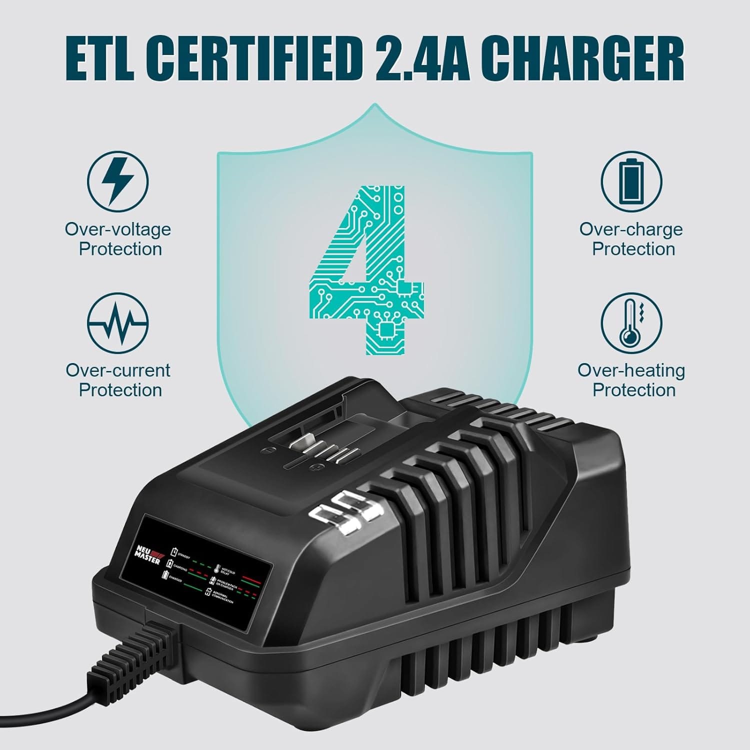 NEU MASTER 2.0AH Battery Pack with 2.4A Charger