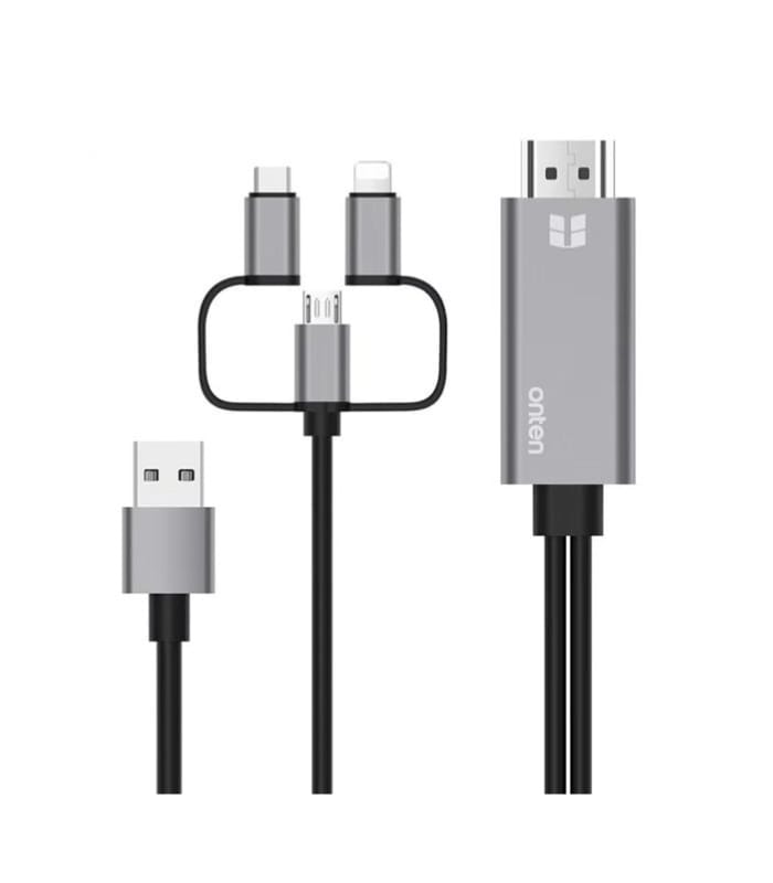 Onten Lightning/ USB-C/ microUSB To HDMI Cable 1.8M OTN-7537A Lahore Pakistan