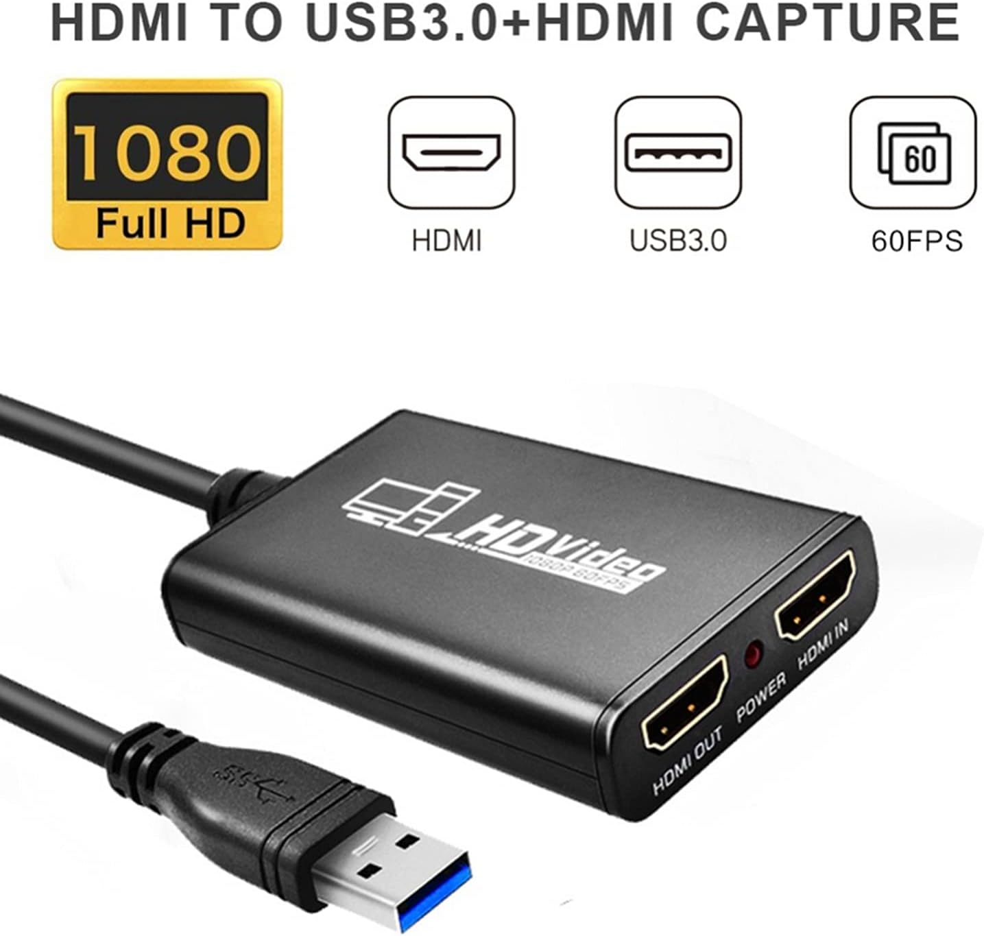 SKEIDO 1080P Game Video Capture Box Live Streaming Dongle HDMI-compatible to USB 3.0 For PS3 PS4