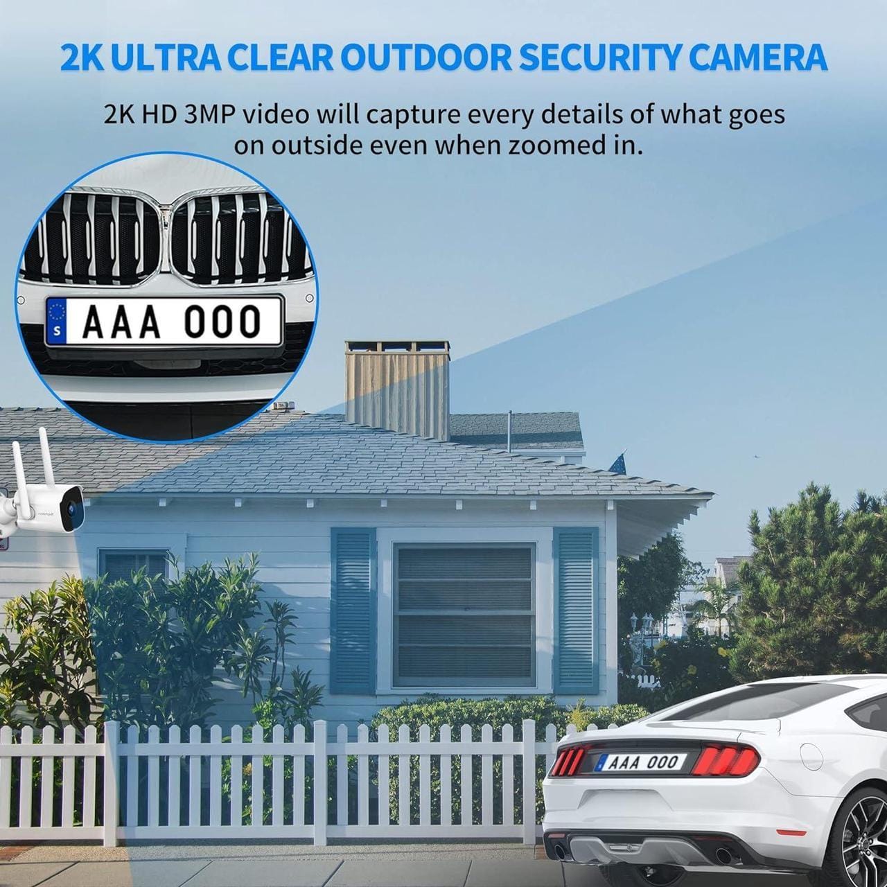 Septekon 2K Security Cameras Outdoor, 2.4G Wired WiFi Cameras for Home Security