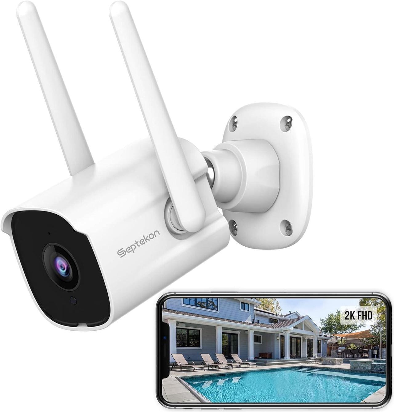 Septekon 2K Security Cameras Outdoor, 2.4G Wired WiFi Cameras for Home Security