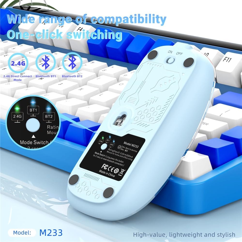 Mouse Wireless M233,Transparent Magnetic Mouse 2.4G Rechargeable for PC Rechargeable