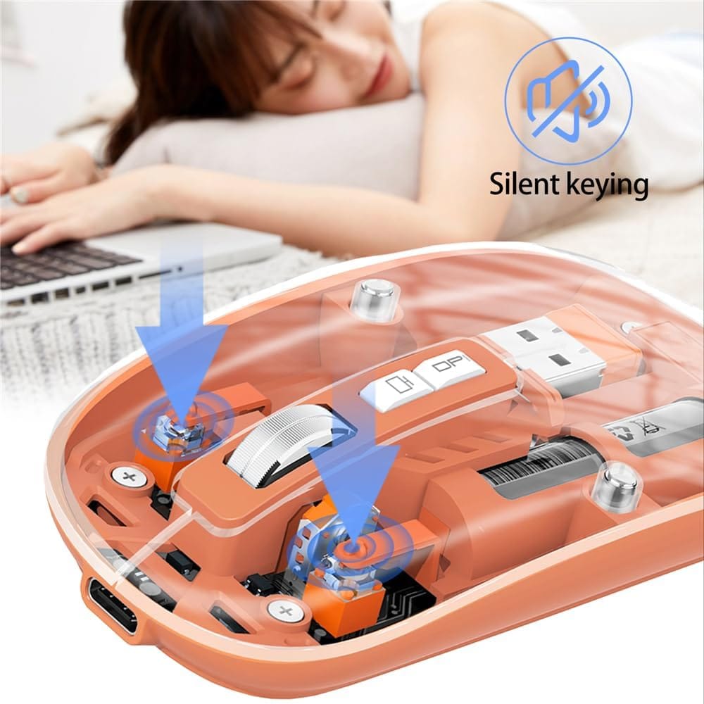 Mouse Wireless M233,Transparent Magnetic Mouse 2.4G Rechargeable for PC Rechargeable