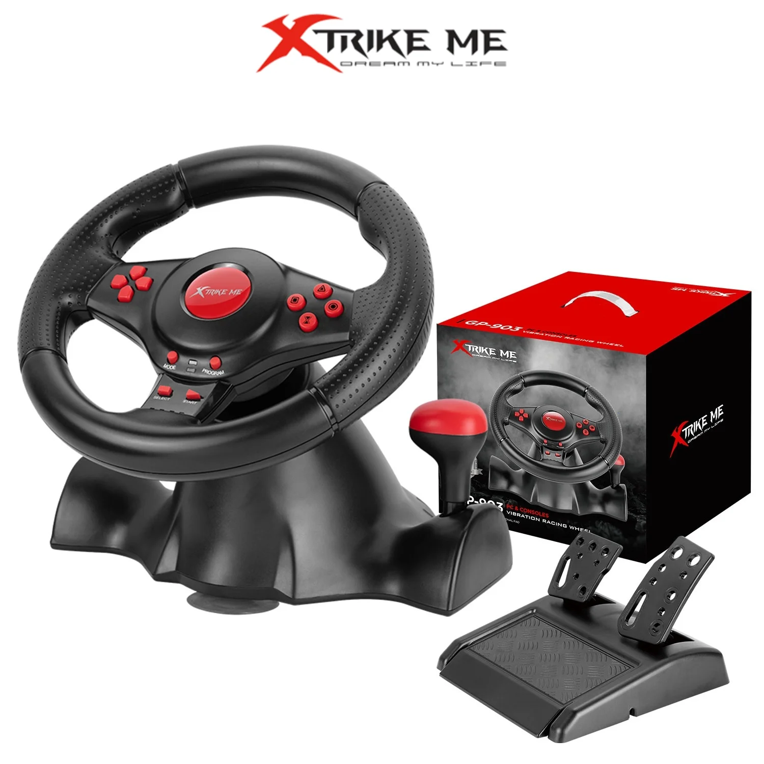 Xtrike Me GP-903 Gaming Racing Wheel Compatible with PC / PS3 / PS4 / XBOX ONE / XBOX 360 / Android / SWITCH consoles