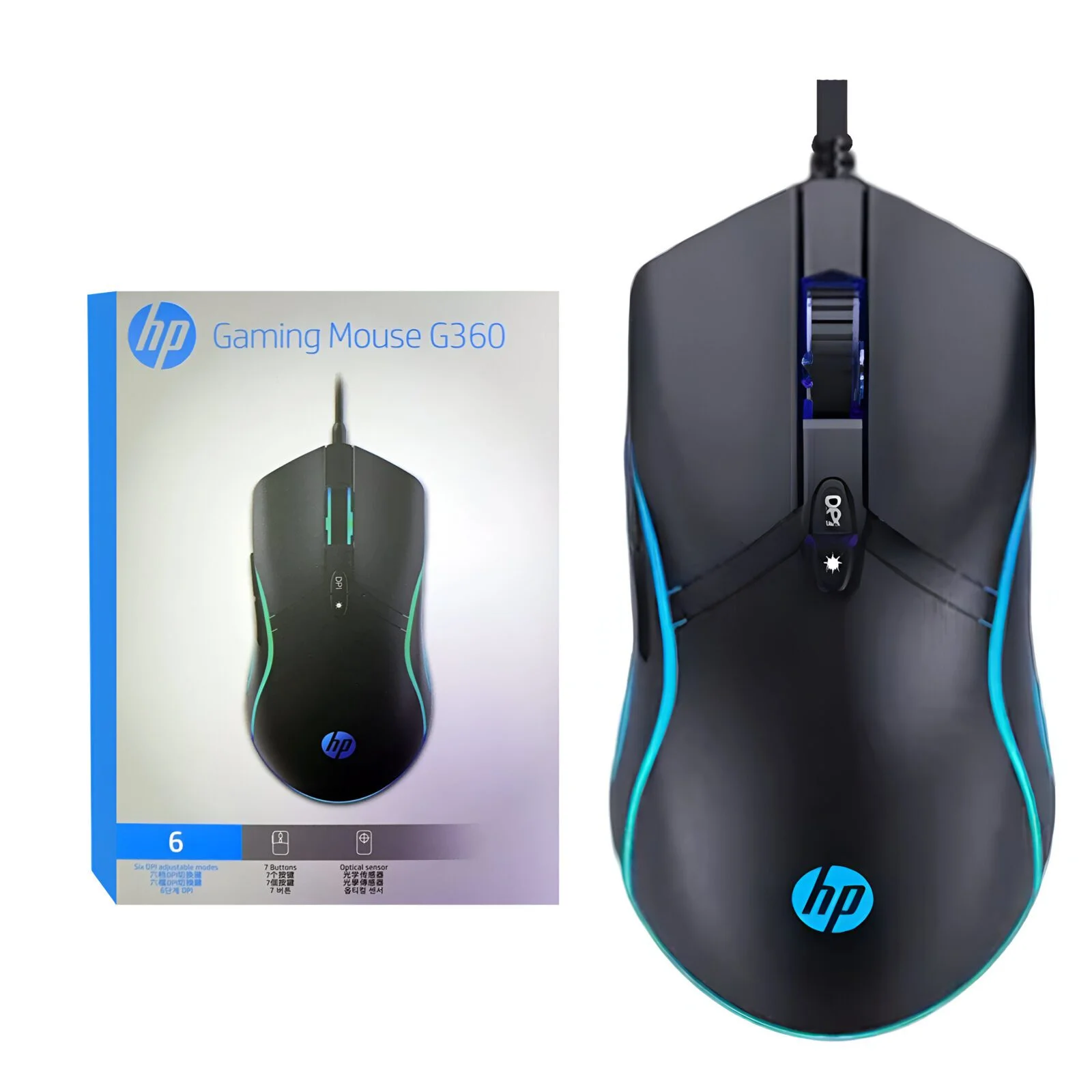 HP G360 DPI 6200 6 Buttons RGB Wired Gaming Mouse