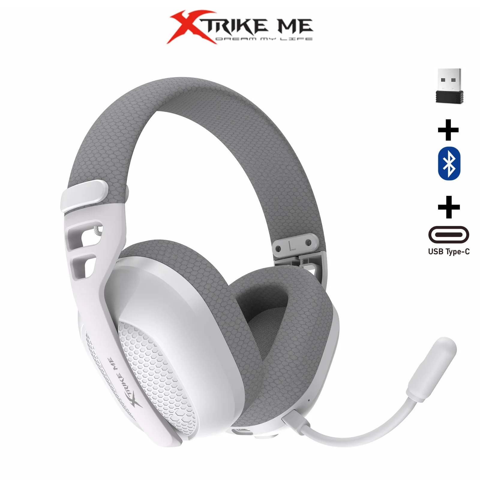 Xtrike Me GH-513W WH TRI-MODE Wireless Gaming Headset Bluetooth, 2.4G and Wired