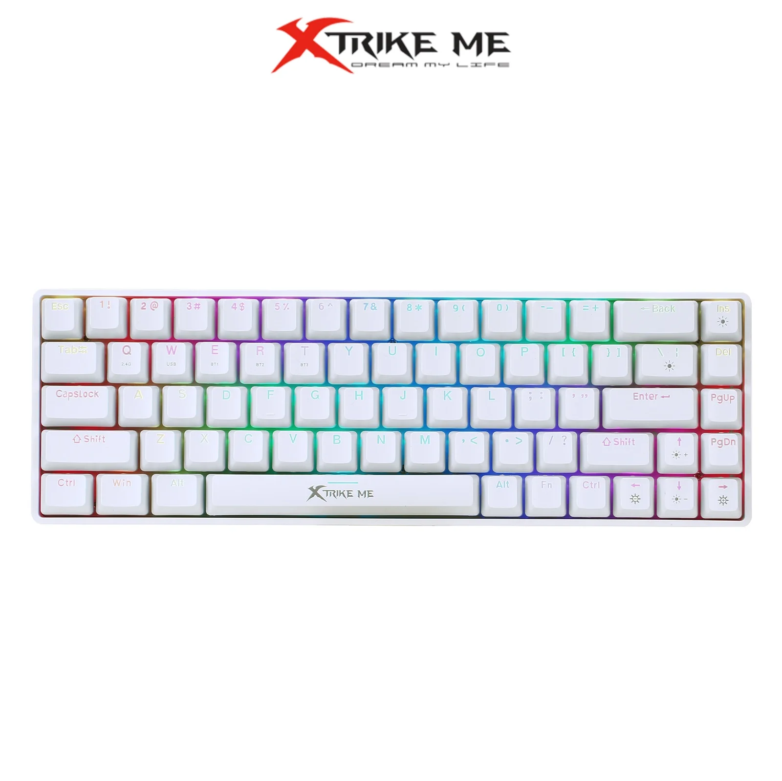 Xtrike Me GK-995W WH Tri-Mode 60% Wireless Mechanical Gaming Keyboard Red Switches