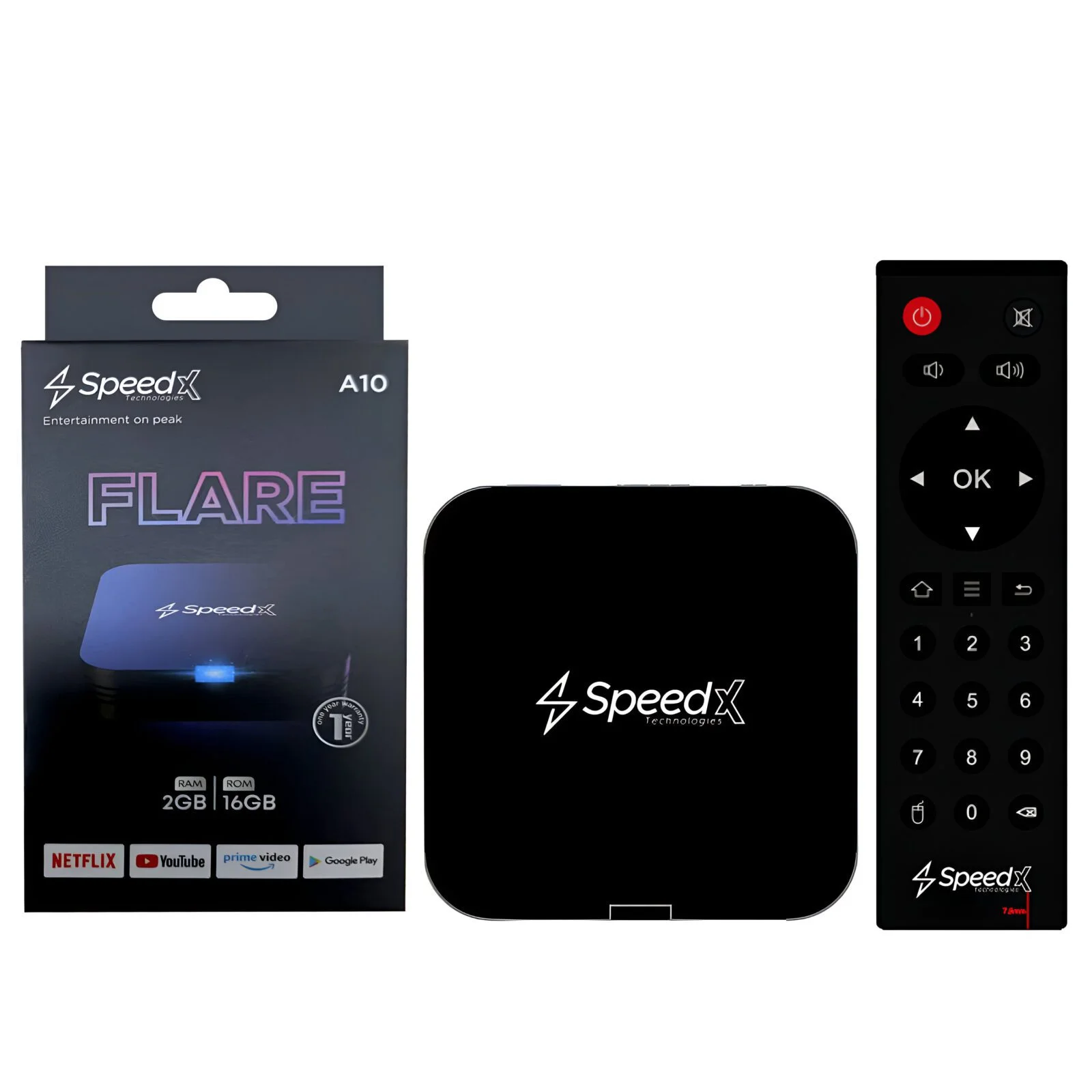 Speed-X Flare A10 Quad-Core 4K Smart TV Box (2GB+16GB, Android 10)